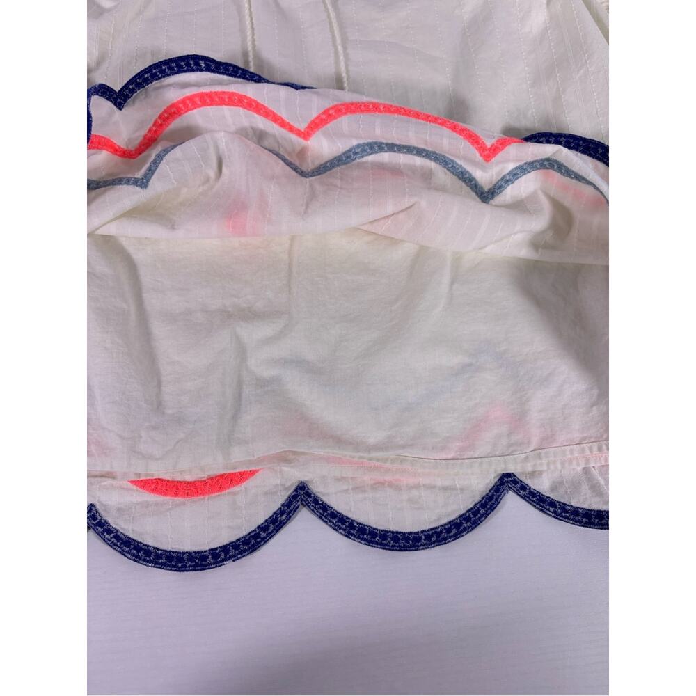 Boden Ivory Scallop Embroidered Tunic Top Neon Trim US 16 - Picture 5 of 7